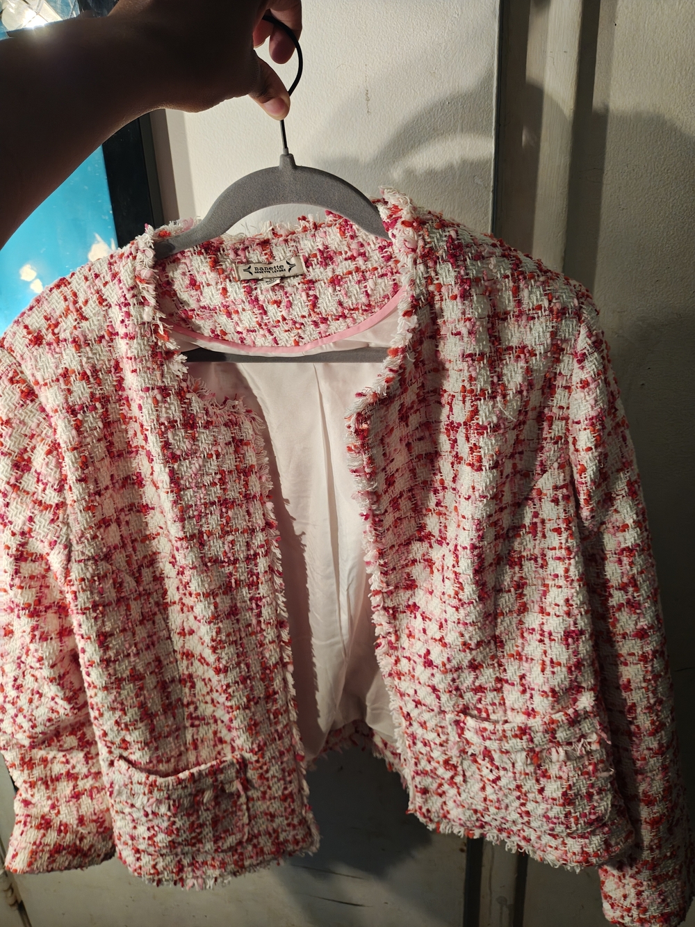 Nanette Lepore Pink & White Tweed Jacket